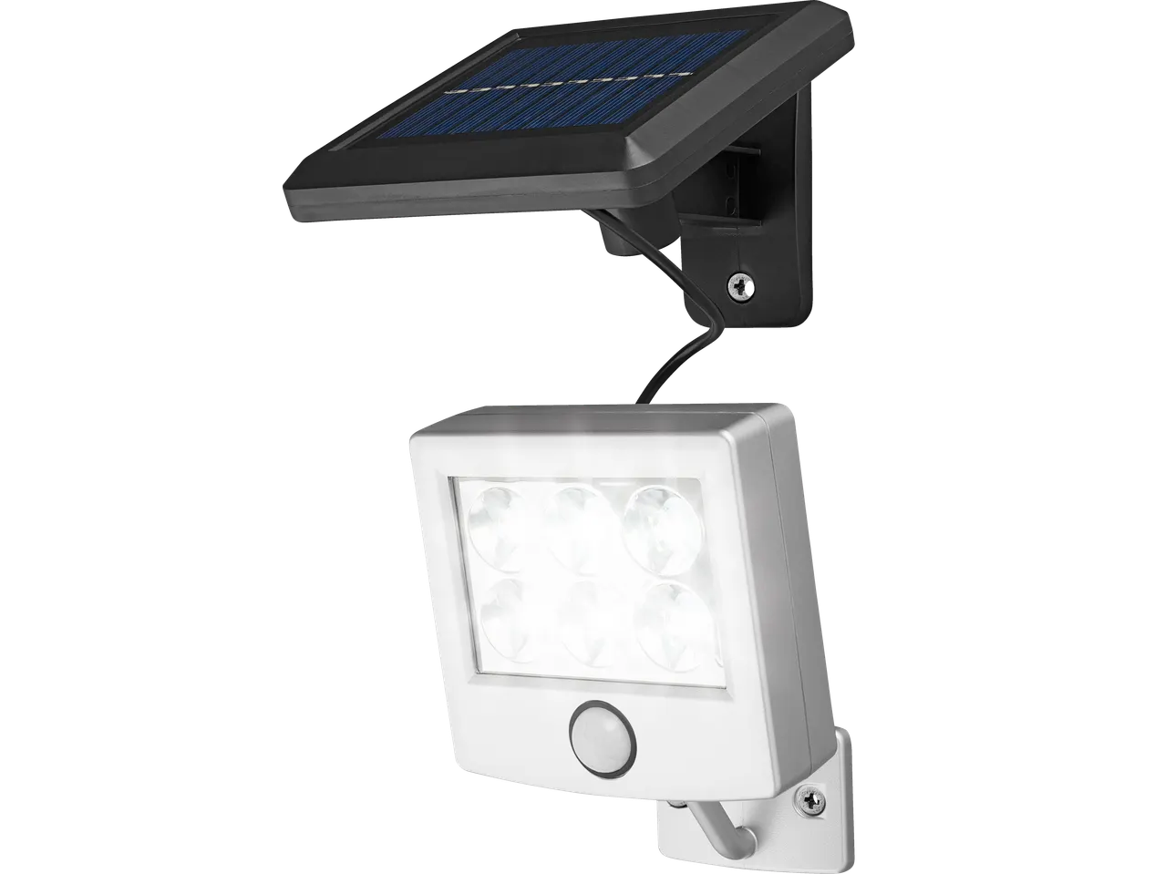 Livarno LED Solar Light with solar panel, six LEDs, and motion sensor.
