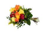 Een levendig boeket rozen op een zwarte achtergrond.