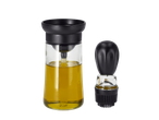Стъклена бутилка за олио с дозатор и четка за мазане.