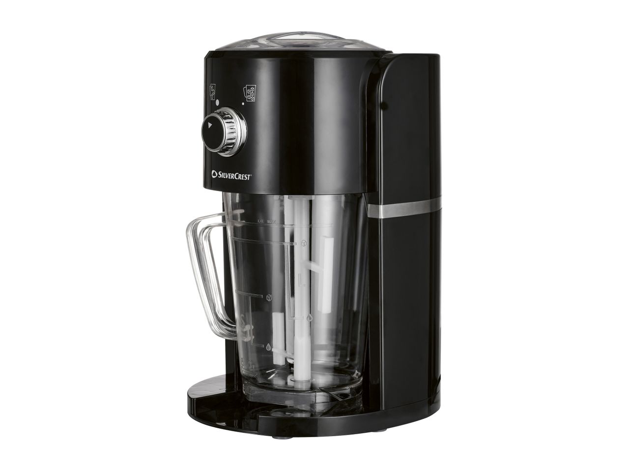 A black Cuisinart blender stands on a white background.