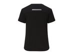 Black short-sleeved athletic t-shirt with a reflective stripe on the back.