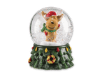 Weihnachtliche Schneekugel mit Rentierfigur und Tannenbaum-Sockel