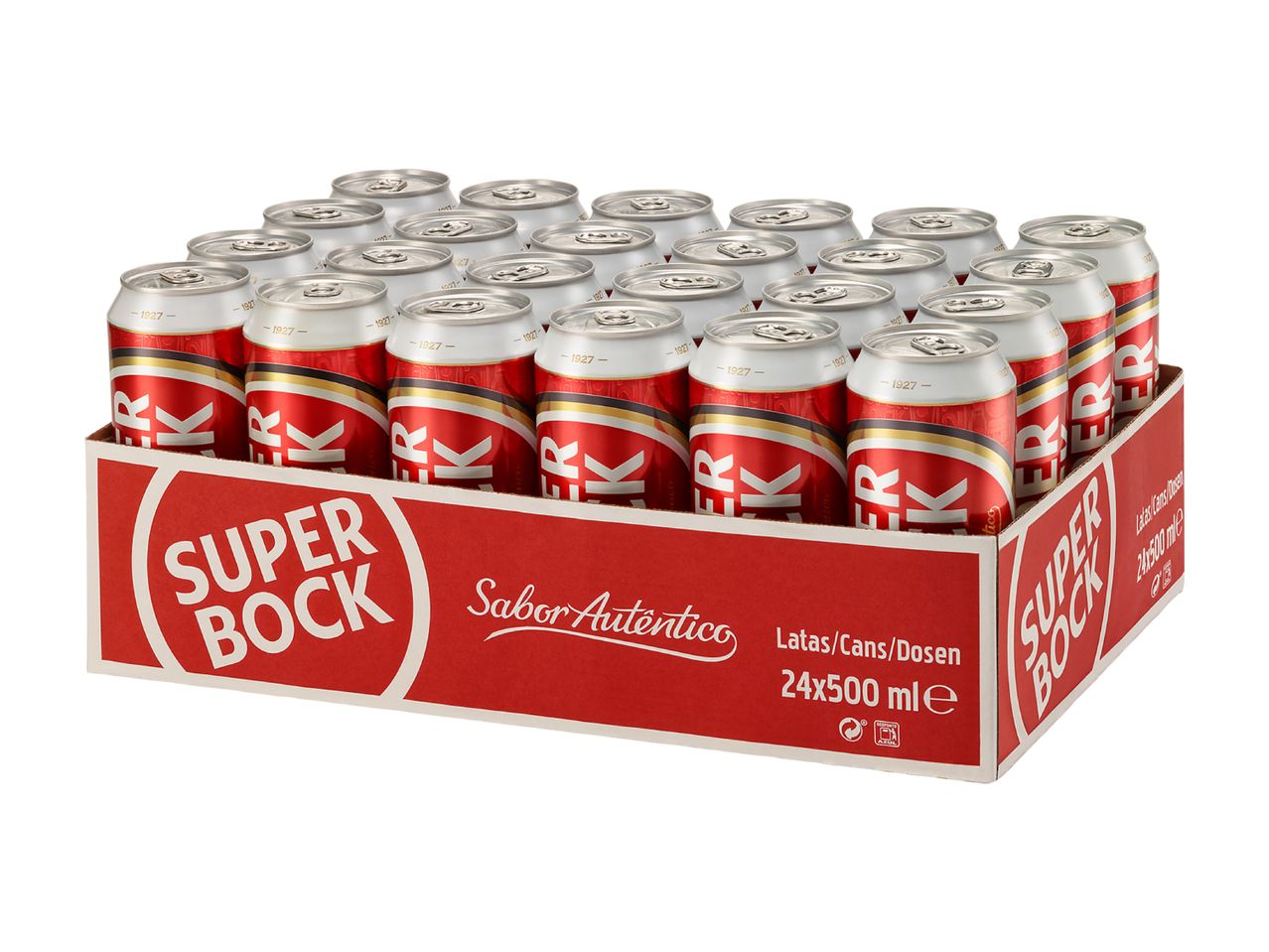 24 canettes de bière Super Bock.