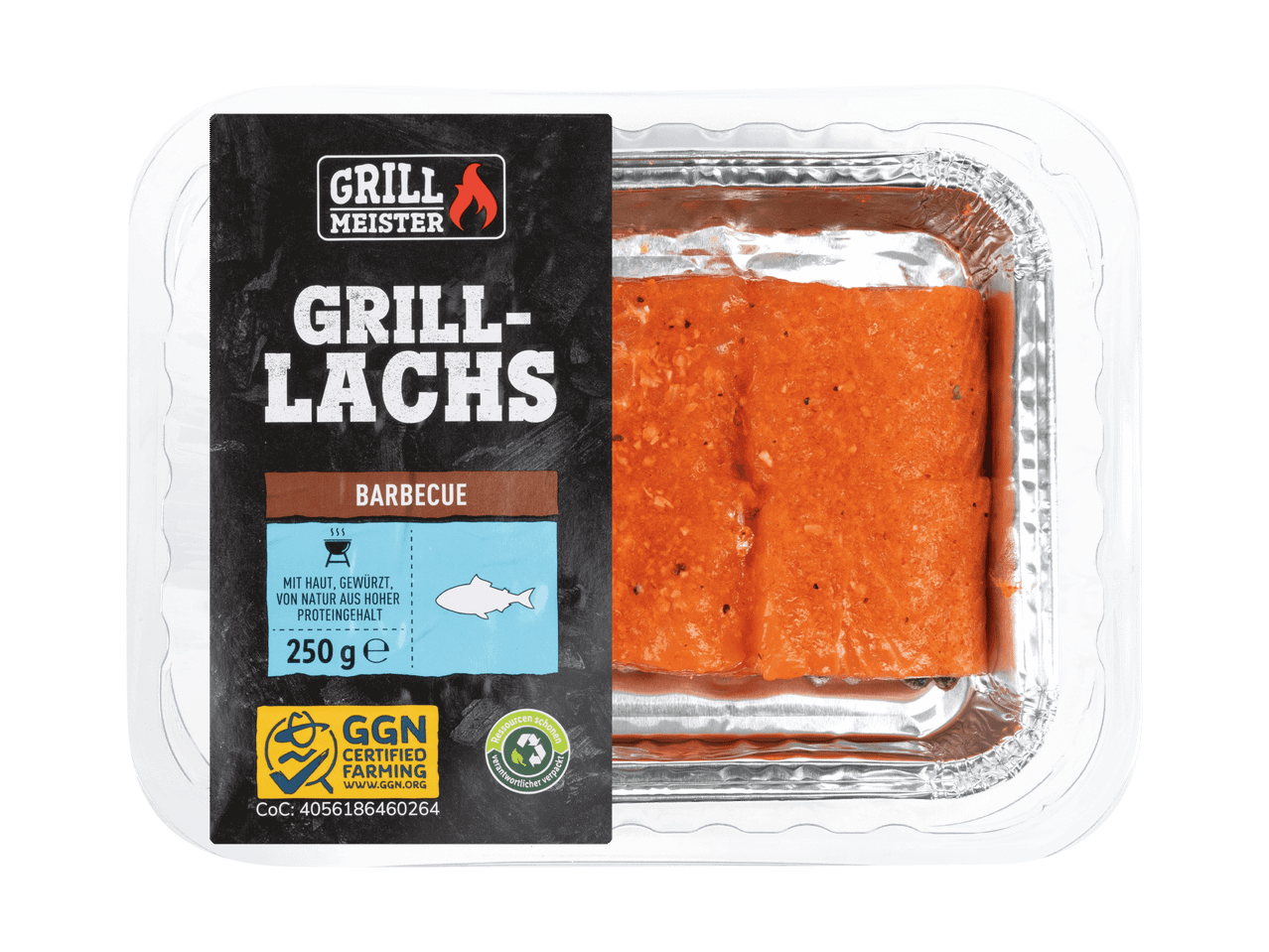 Grillmeister Grill-Lachs Barbecue in einer Aluminiumschale