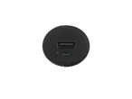Încărcător USB negru cu porturi USB-A și USB-C.