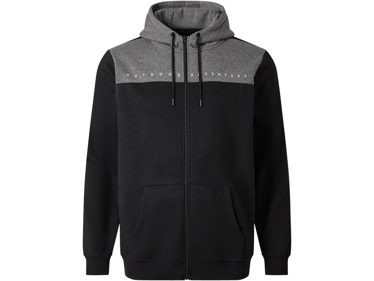 Outdoor Adventure zadrga hoodie, dveh barv: siva in črna.