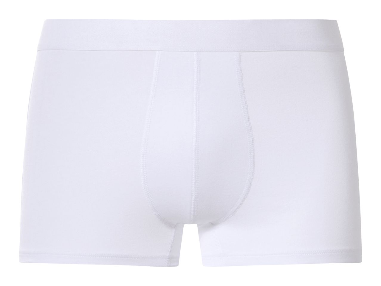 White men's boxer briefs with a wide elastic waistband and visible stitching.