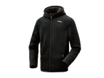Parkside® men's black fleece jacket with a brown faux fur-lined hood and yellow zipper details.