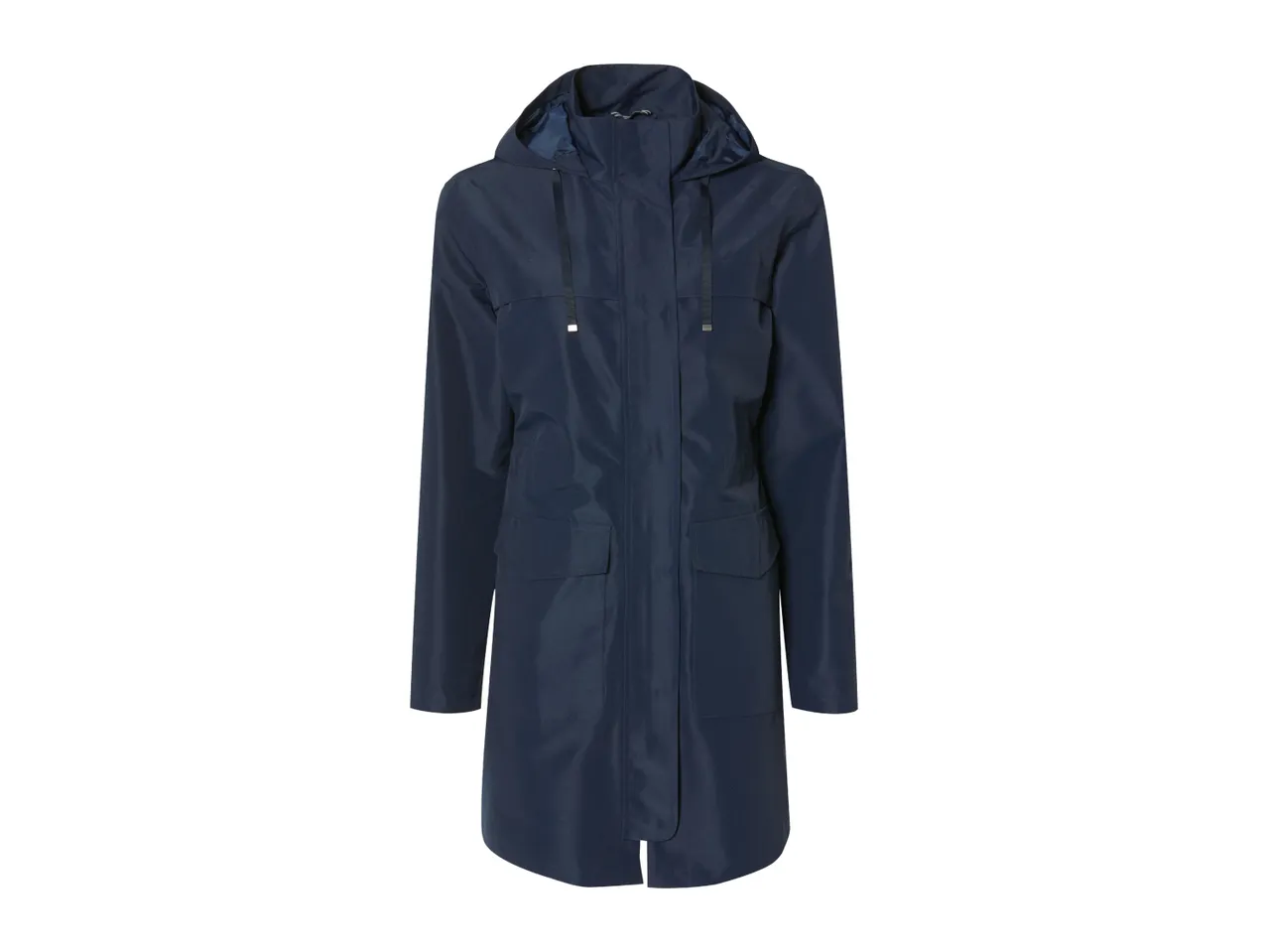 Navy blue hooded rain jacket