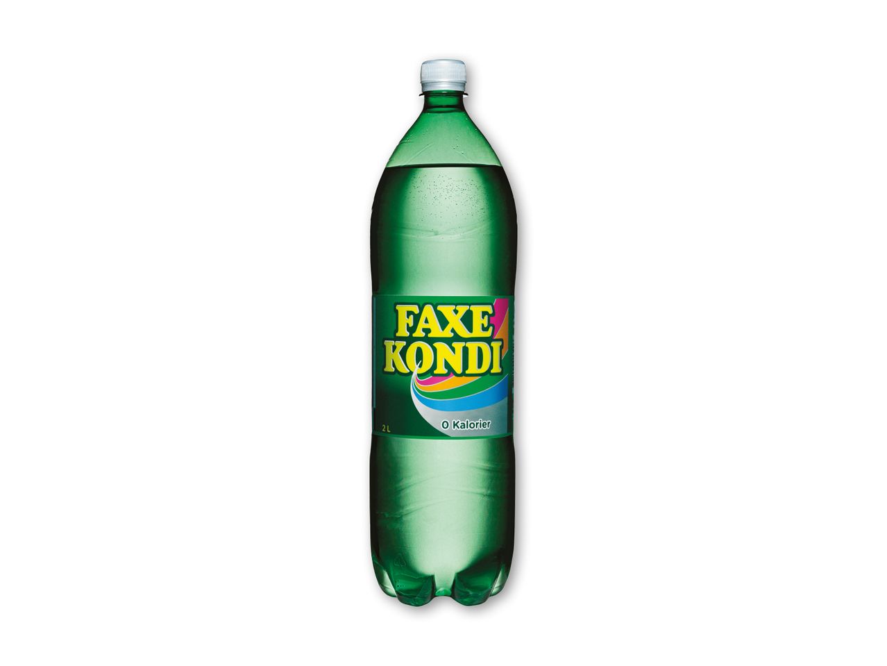 En 2L flaske Faxe Kondi med 0 kalorier.