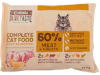 Mâncare pentru pisici Coshida PureTaste: 60% carne și organe, două pateuri.