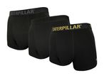 Three pairs of black men's boxer briefs with different colored waistbands