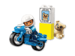 LEGO Duplo Motorrad mit Fahrer und Hund.