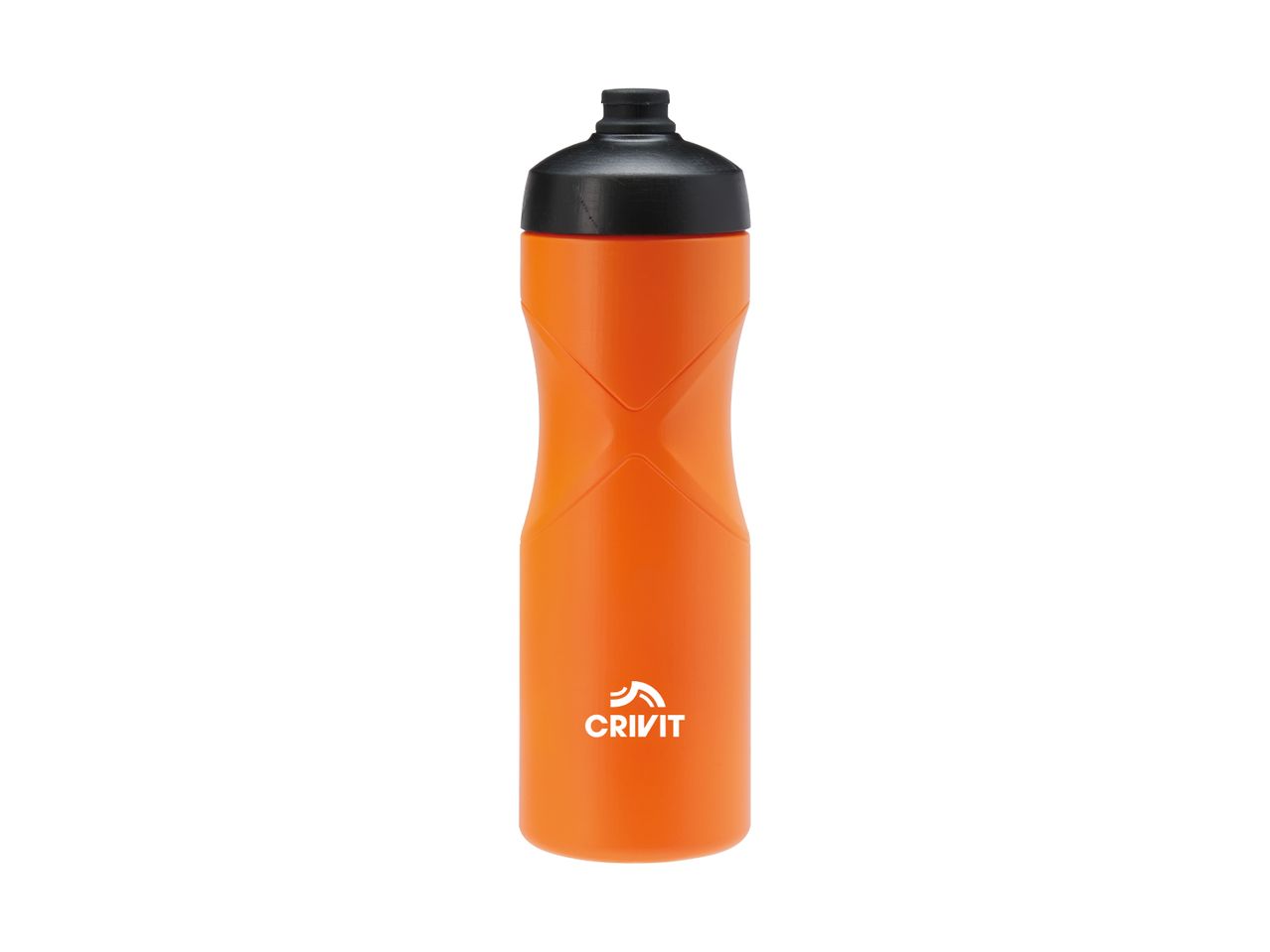 Orange sports water bottle with a black cap