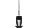 Spatulă perforată SilverCrest cu cap din silicon negru și mâner din oțel inoxidabil