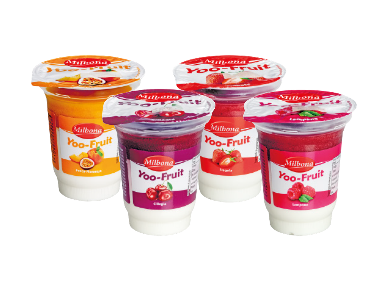 Quattro vasetti di yogurt Yoo-Fruit
