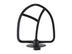 Black flat beater attachment for a stand mixer, isolated on a white background.