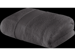 Dark gray terry towels, folded.