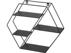 Εξάγωνο ράφι τοίχου LIVARNO από μαύρο μέταλλο με τέσσερα επίπεδα.