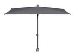 Grey rectangular garden parasol with a central pole and base.