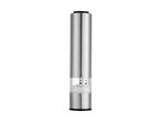 Stainless steel electric salt or pepper grinder with a clear chamber