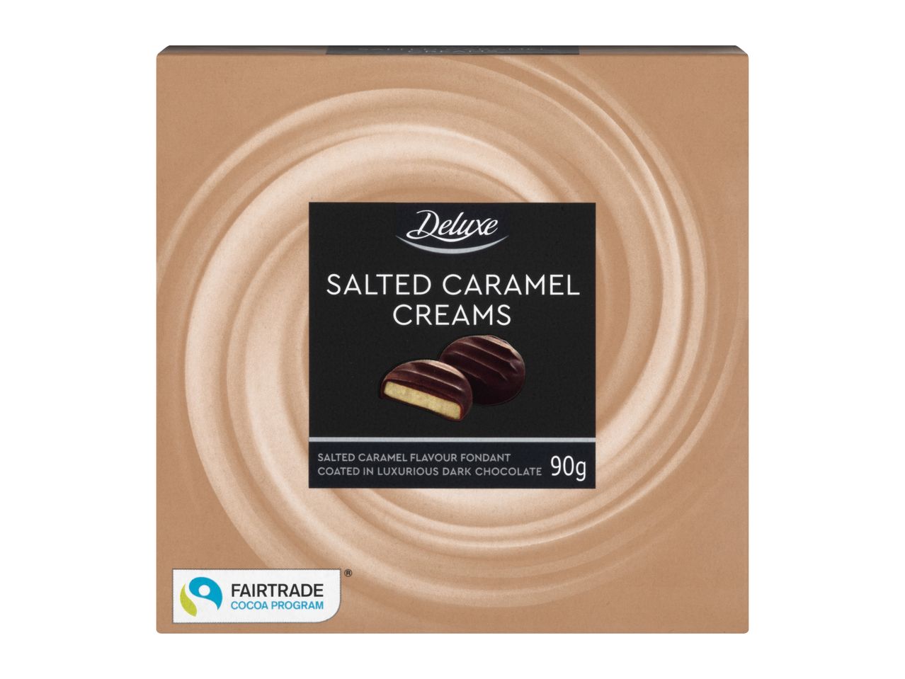 Deluxe Salted Caramel Creams, 90g, Fairtrade Cocoa Program.