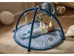 lupilu® Baby Activity Gym with a baby playing with hanging toys on a blue mat.