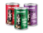 Кучешка храна Orlando: пастет от говеждо и дивеч, и яхния с агнешко, паста и зеленчуци.