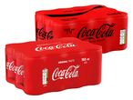 Dva paketa Coca-Cole, enega Zero Sugar in enega Original Taste, vsak s 12 pločevinkami po 150 ml.