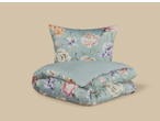 Livarno Microfibre Satin Bedlinen: floral patterned pillow and folded duvet