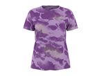 Purple and light purple tie-dye short-sleeved t-shirt with diagonal stripes