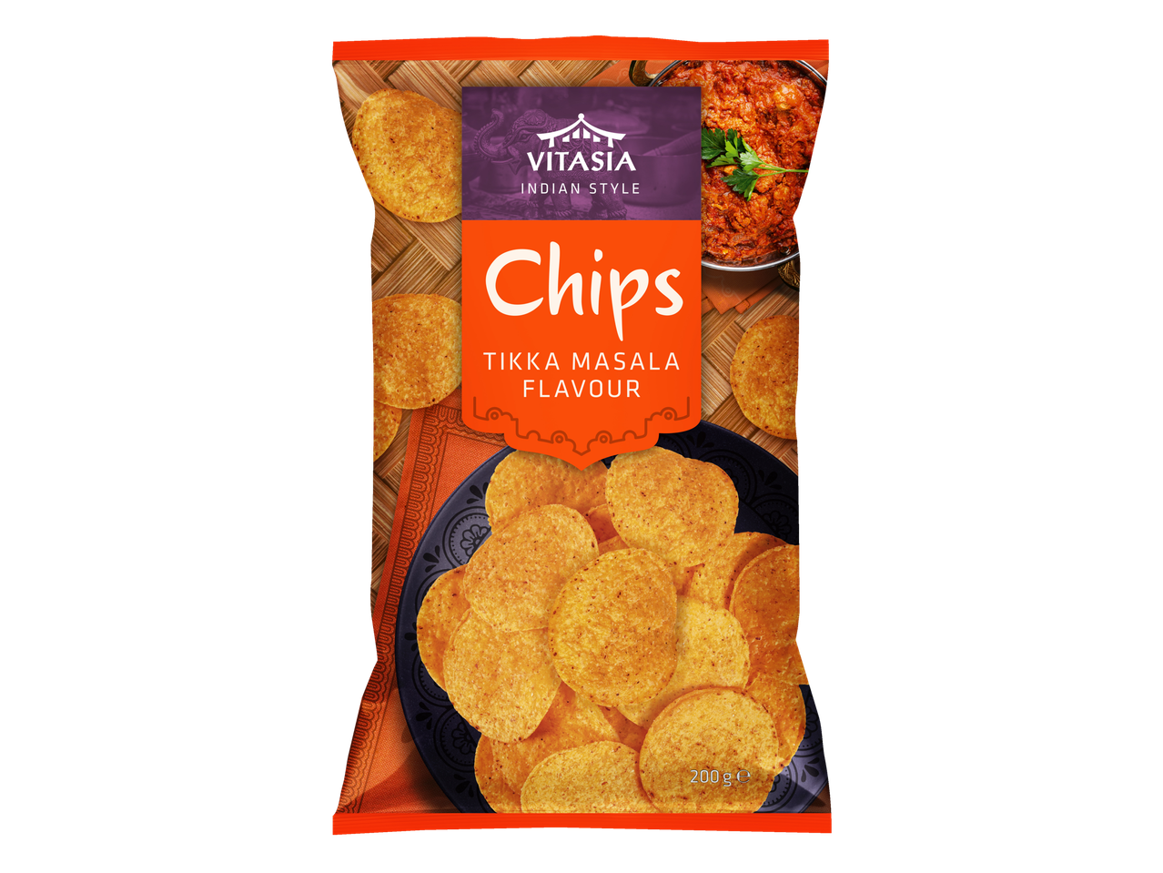 Chipsuri Vitasia stil indian, aromă Tikka Masala, 200g.