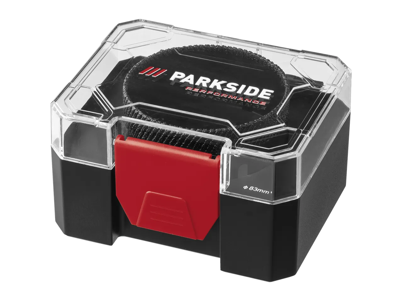 Parkside Performance laikymo sistema skaidriame dėkle.