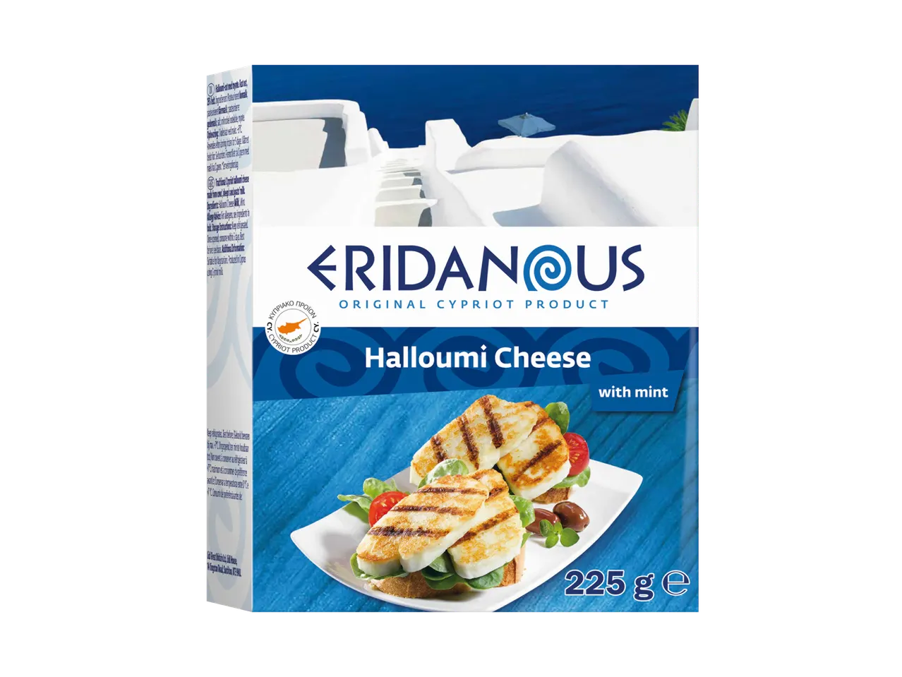 Eridanous Halloumi Cheese with Mint, a Cypriot product, 225g.