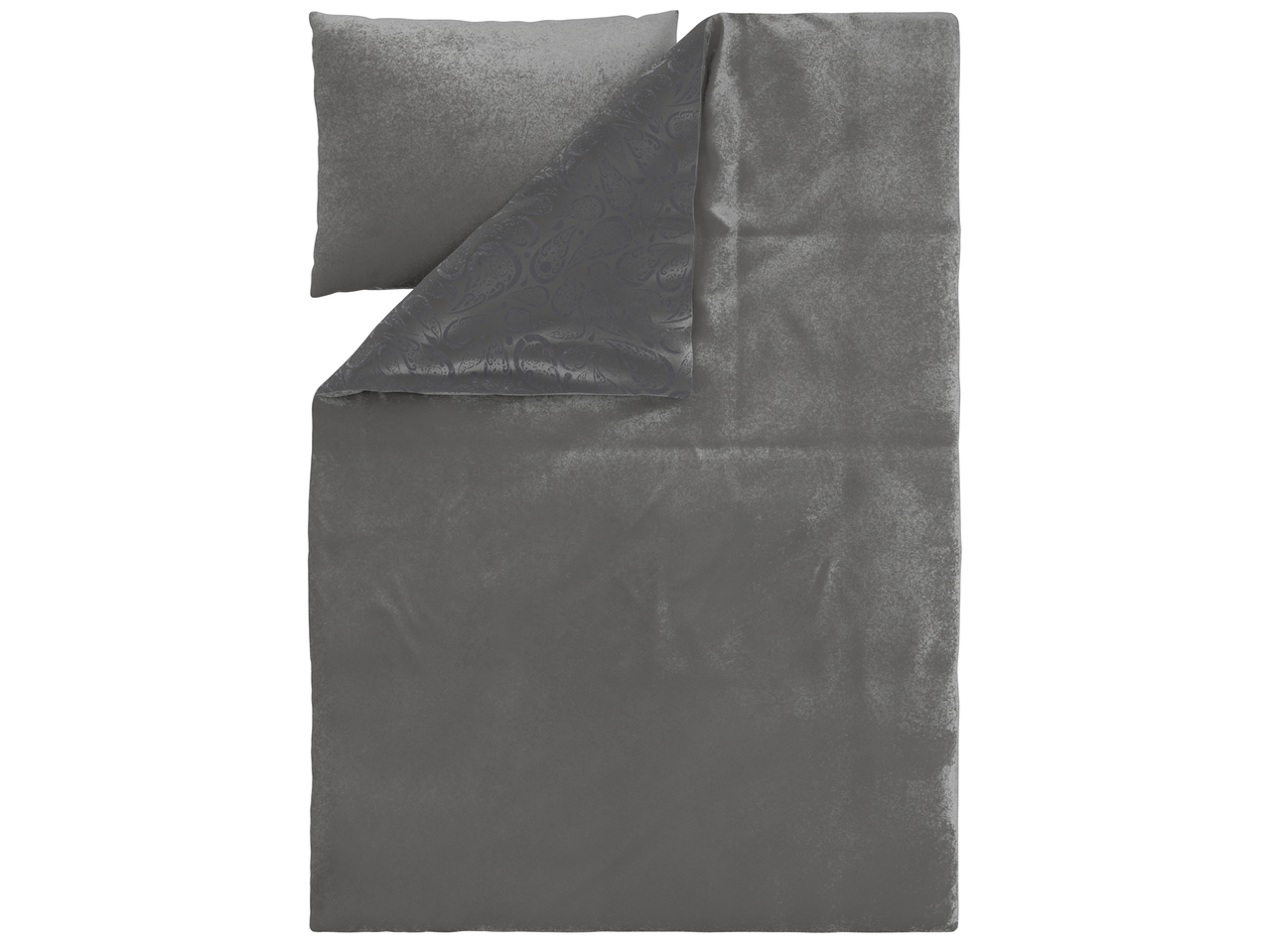 LIVARNO dvipusės pliušinės patalynės komplektas pilkos spalvos su subtiliu paislė raštu.