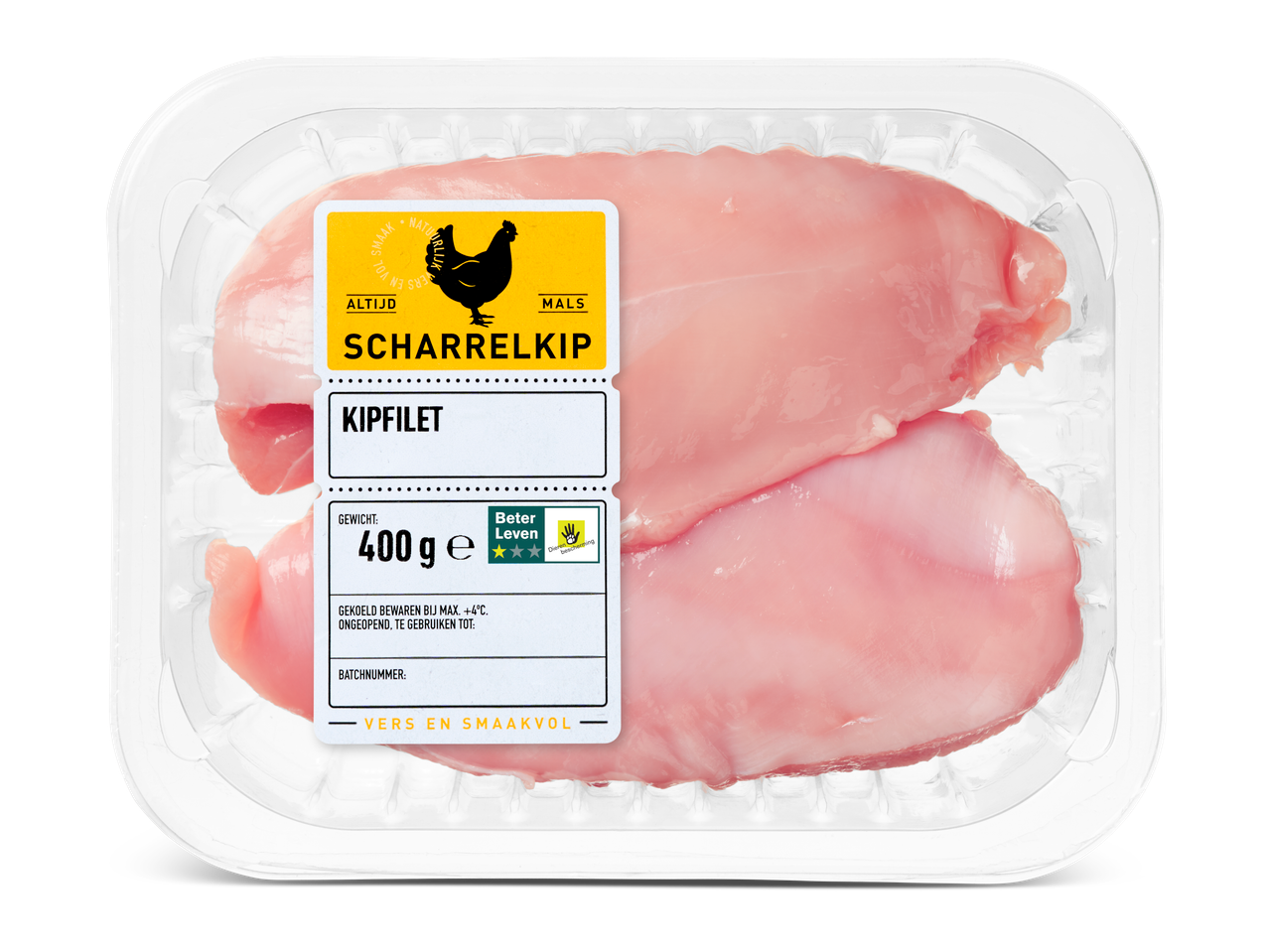 400g scharrelkipfilet, Beter Leven kwaliteit.
