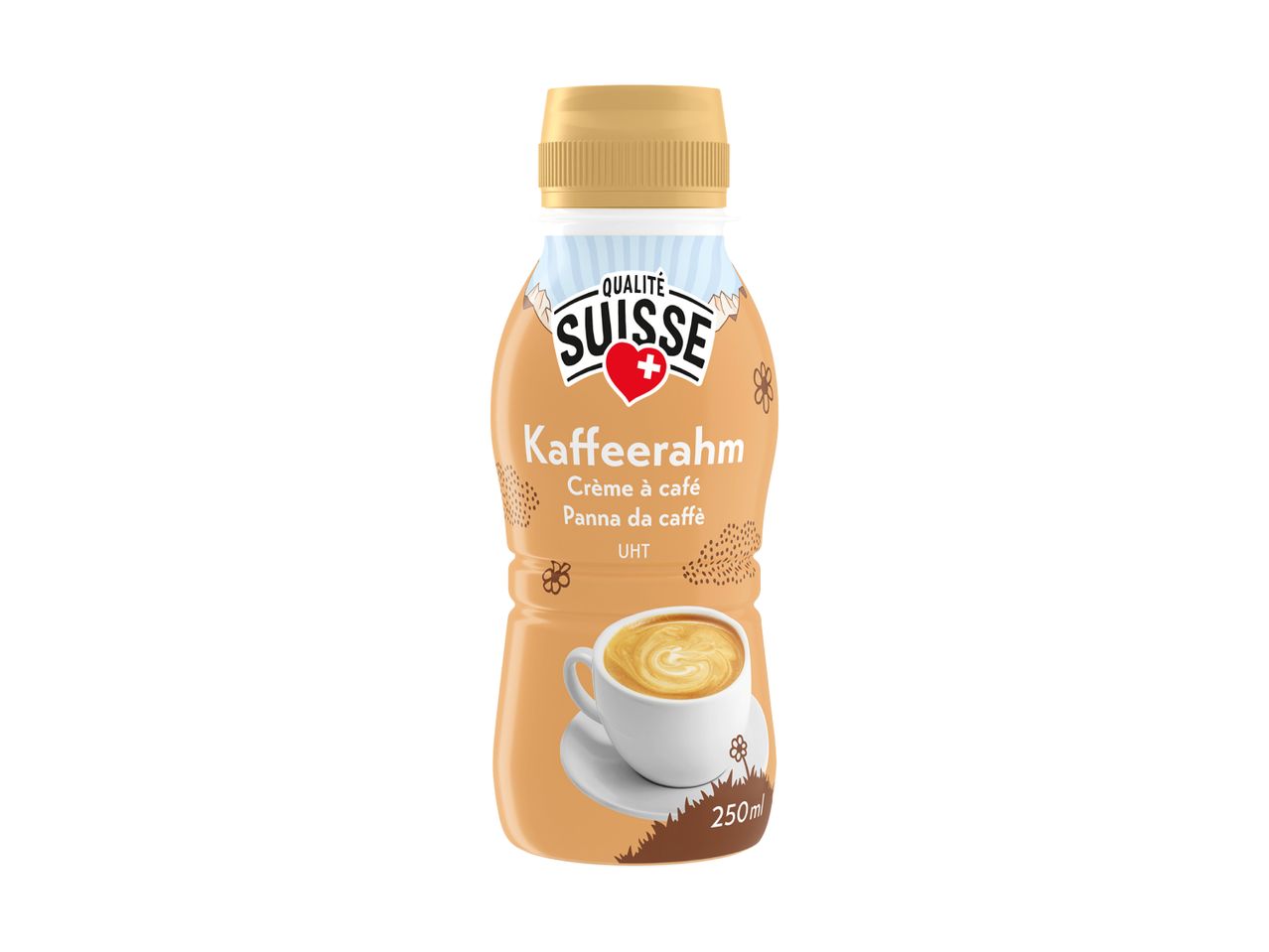 250 ml Flasche Kaffeesahne von Qualité Suisse.