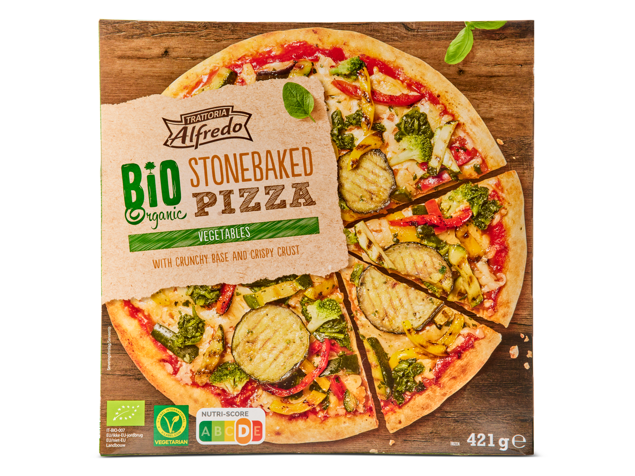 Trattoria Alfredo bio stenen oven gebakken pizza met groenten.