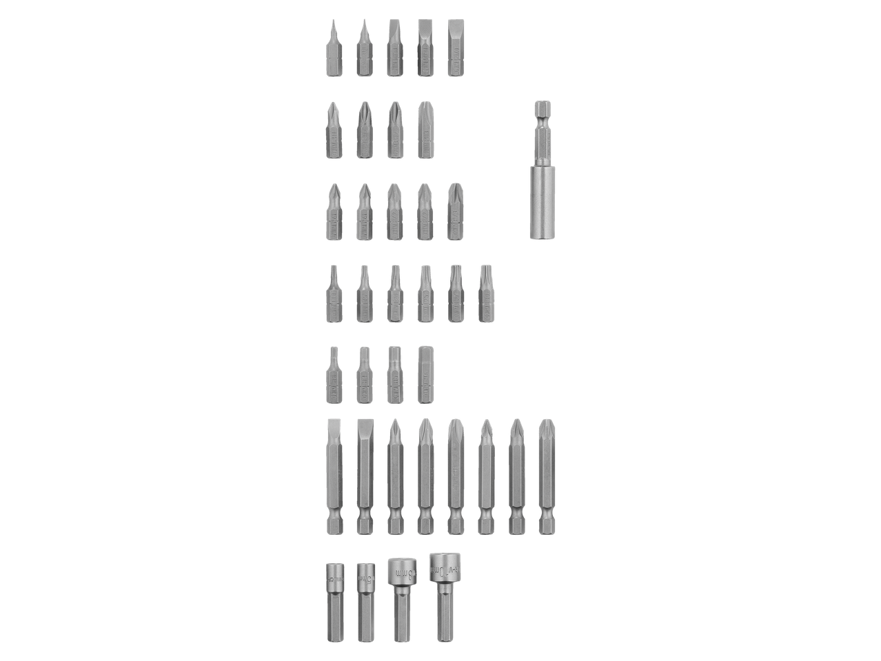 PARKSIDE® drill bit set assortment with various screwdriver bits and nut setters.