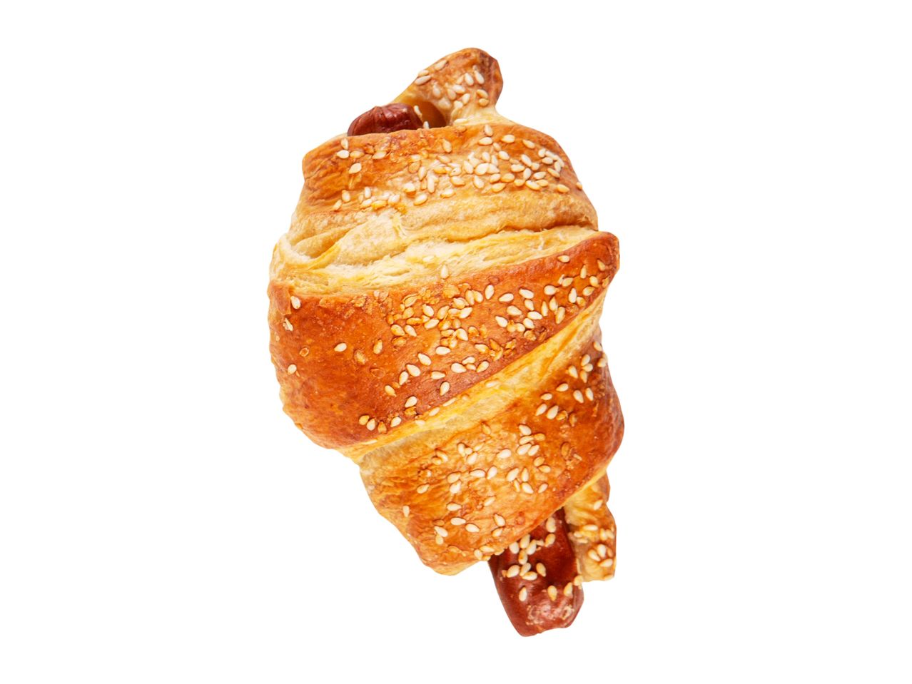 Sesam-croissant makkaralla.