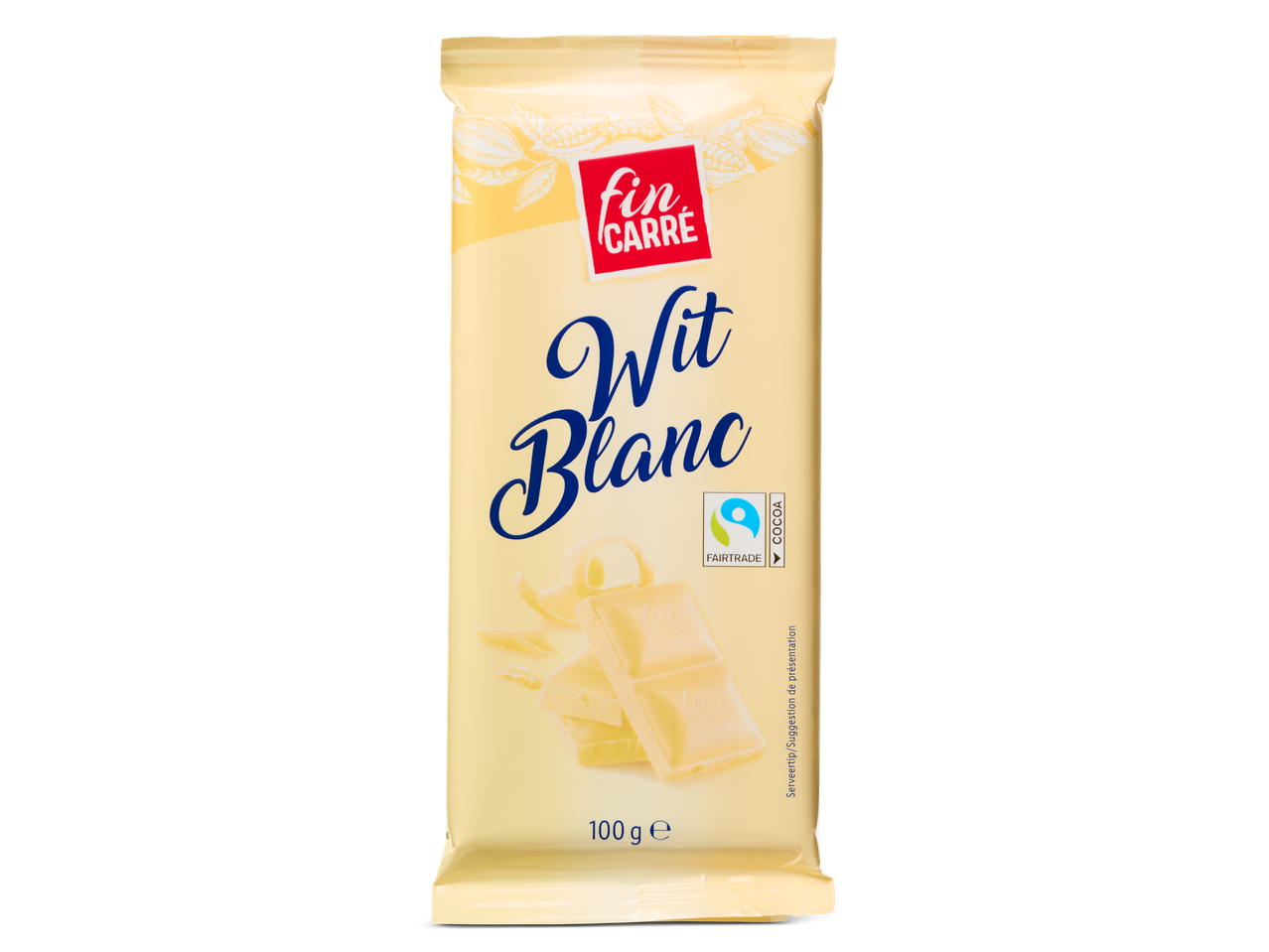 Fin Carre Wit Blanc: 100g Fairtrade witte chocolade.
