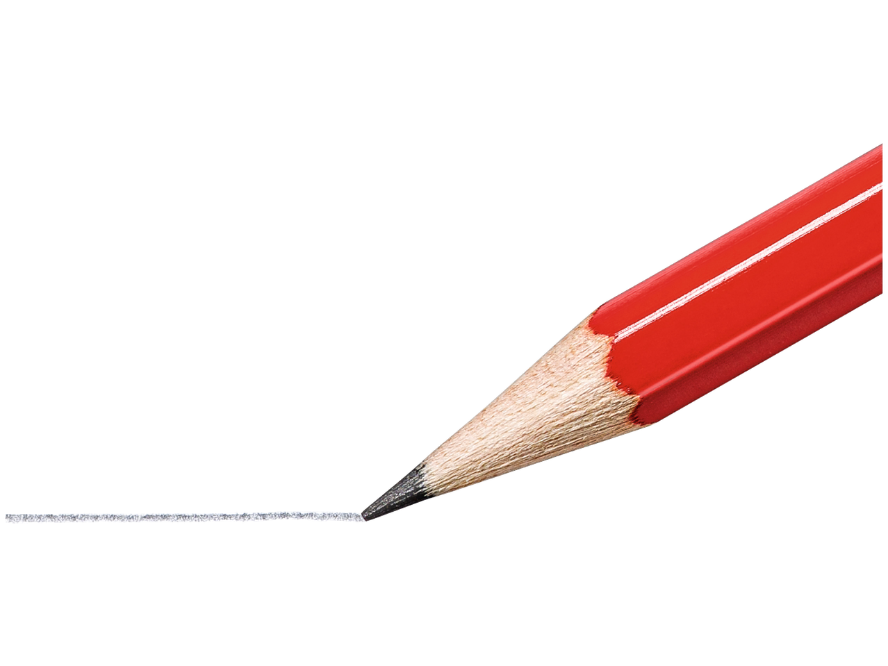 Lápis STAEDTLER desenhando uma linha branca em fundo preto.