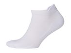 A single white ankle sock with a textured knit, isolated on a white background.