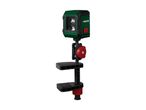Green laser level with a black and red clamp attachment