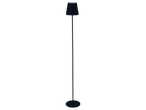 Zwarte design staande lamp met conische kap.