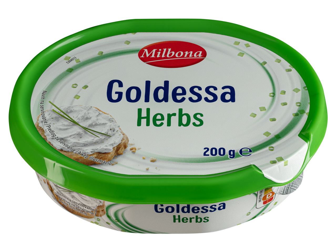 Milbona Goldessa Friss sajtkrém fűszerekkel, 200g-os kiszerelésben.