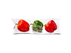 Een verpakking Paprika Mix bevat twee rode en één groene paprika.