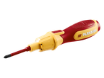 Червена и жълта отвертка с изолирана дръжка и накрайник.
