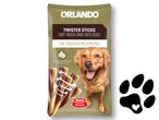 Лакомства за кучета Orlando Twister Sticks с вкус на дивеч и птици.