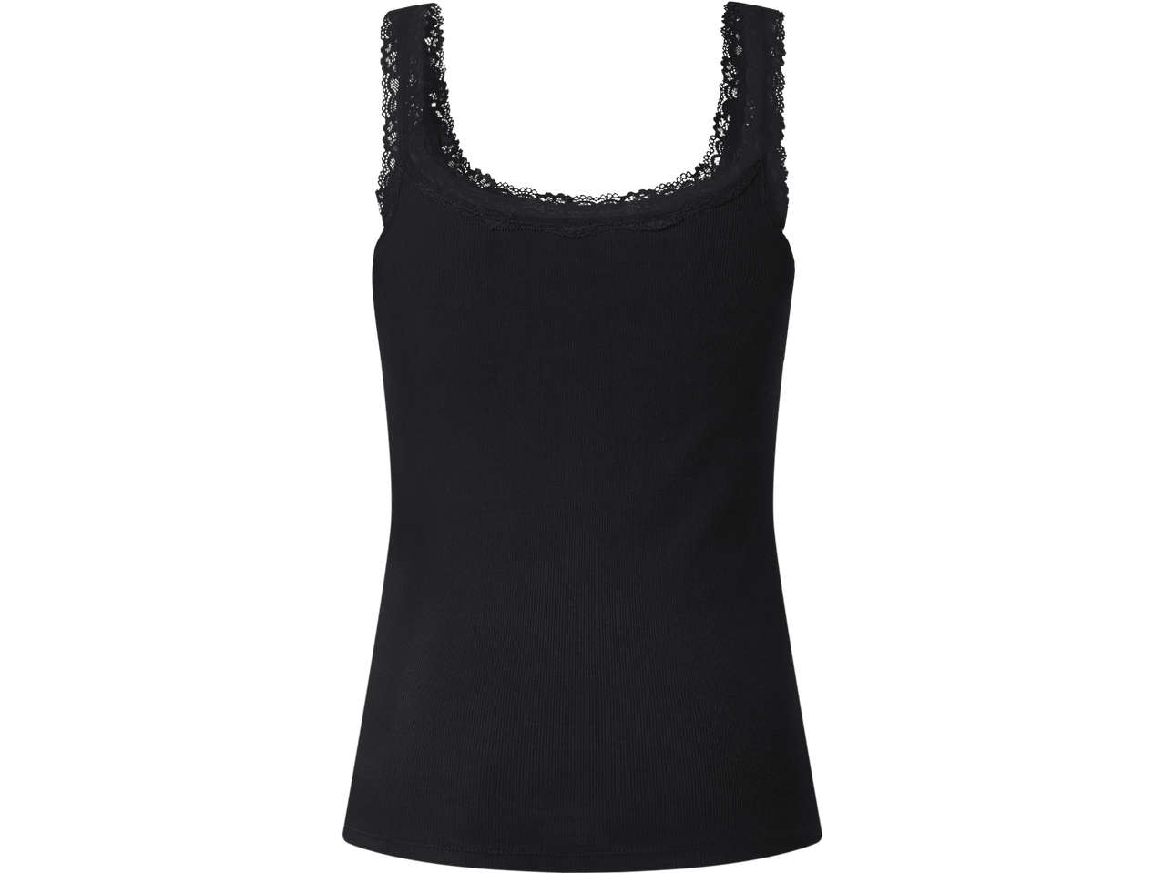 Melna rievota lencīšu blūze ar mežģīņu apdari.